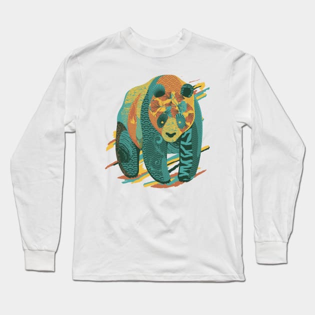 Colorful Tattooed Panda Textures by Tobe Fonseca Long Sleeve T-Shirt by Tobe_Fonseca